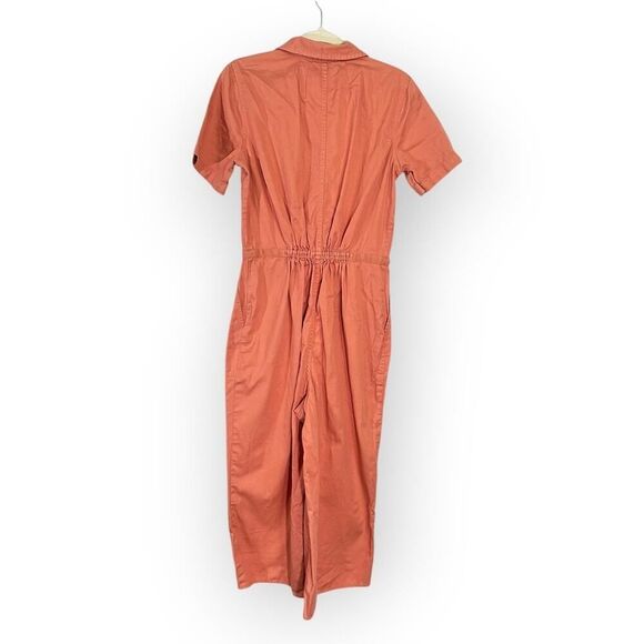 Madewell Utility Crop Jumpsuit Dried Coral Pink Womens 2 Wide-Leg Short Sleeve - Picture 4 of 12